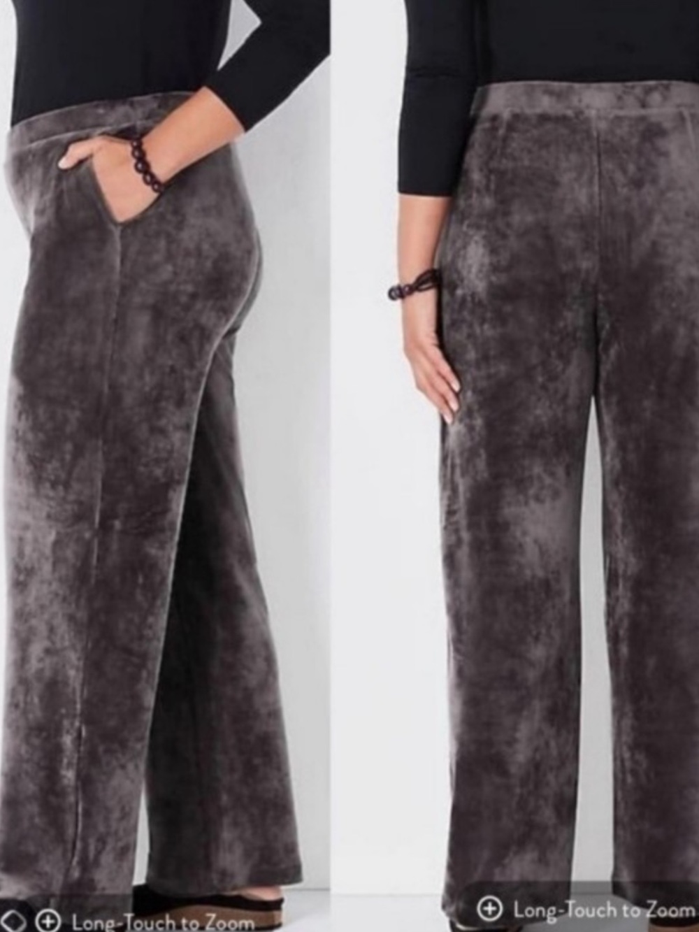 J. Jill Velour Wide Leg Cropped Pull On Pants, Size LP